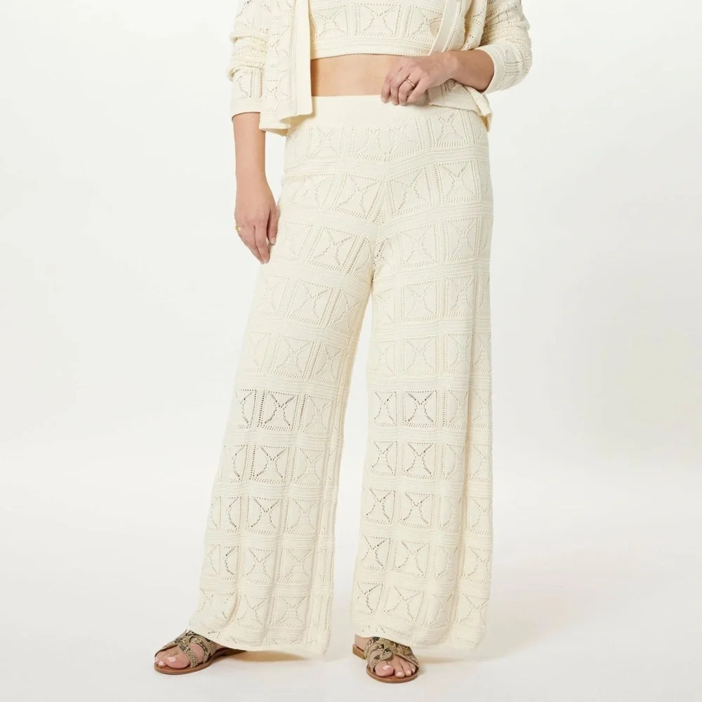 {The Drop} Nwt Diaz Pull-On Flare Leg Crochet Pant Size: L